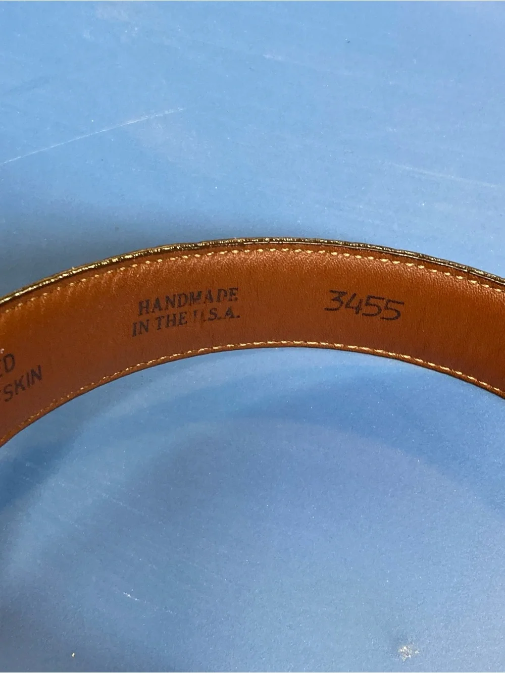Jos. A. Bank Brown Croc-Embossed Leather Belt with Gold Brass Buckle